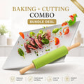 Baking & Cutting Combo – Stainless Steel Chopping Board + Silicone Rolling Pin