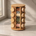 Bamboo Spice Rack Organizer - 12 Jar Rotating Spice Stand