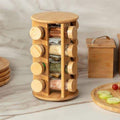 Bamboo Spice Rack Organizer - 12 Jar Rotating Spice Stand