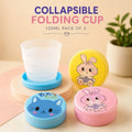 Collapsible Folding Cup 100ML Pack of 2 Portable Travel Cup with Lid Cartoon Reusable Drinking Cup