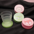 Collapsible Folding Cup 100ML Pack of 2 Portable Travel Cup with Lid Cartoon Reusable Drinking Cup