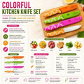 Colorful Kitchen Knife Set with Blade Covers, 4 Pieces