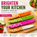 Colorful Kitchen Knife Set with Blade Covers, 4 Pieces