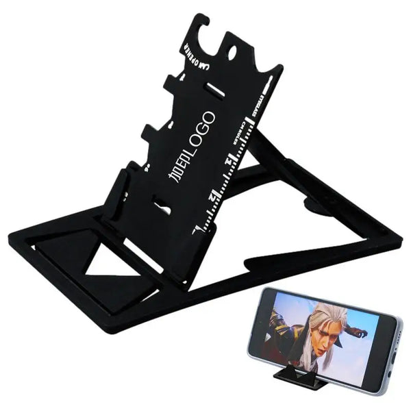 Stainless Steel Credit Card Multitool with Phone Stand