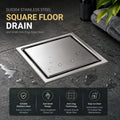 Custom square SUS304 Stainless Steel Clean Out Shower Anti Smell Floor Waste Drain for Bathroom