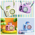 Cute Camera Water Bottle for Kids with Straw & Strap
