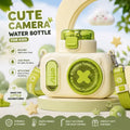 Cute Camera Water Bottle for Kids with Straw & Strap