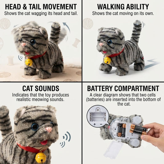Mini Cute Walking Plush Cat With Sound
