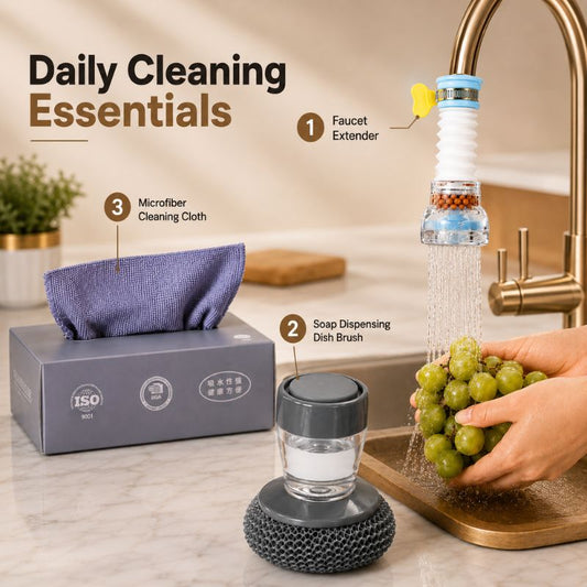 Daily Kitchen Cleaning Bundle - 3 Essential Cleaning Tools