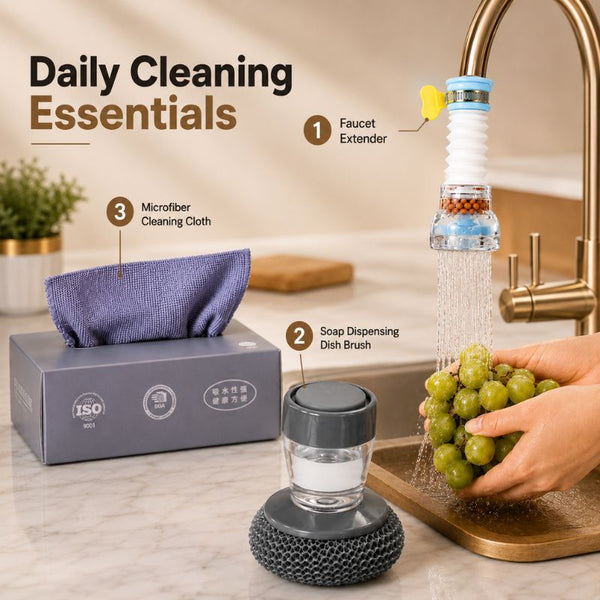 Daily Kitchen Cleaning Bundle - 3 Essential Cleaning Tools