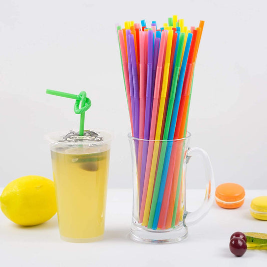 Disposable Bendable Plastic Straws 100pcs Multi Color Drinking Straws for Party Juice Bar Use