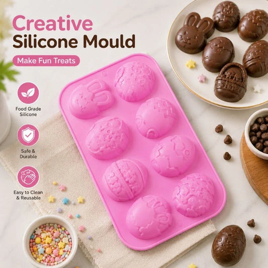 Silicone Chocolate & Candy Mold with Easter Bunny and Egg Shapes