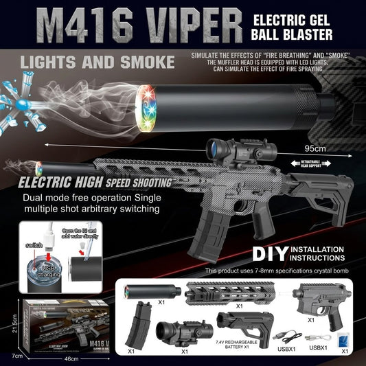 Electric M416 Viper Gel Blaster Gun With Smoke Muffler