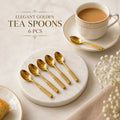 Elegant golden tea spoons with premium finish. Perfect for tea, coffee, dessert and gifting - 6 PCS