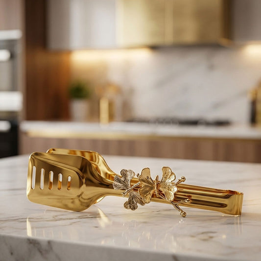 Gold Floral Pastry & Buffet Serving Tongs