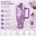 Floral Vacuum Insulated Travel Tumbler – 304 Stainless Steel Hot & Cold Mug