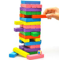Wooden Block Stacking Game with Dice - 54 Pieces