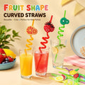 Fruit Shape Curved Straws Reusable Cute Cartoon Drinking Straws for Kids Party
