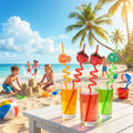Fruit Shape Curved Straws Reusable Cute Cartoon Drinking Straws for Kids Party