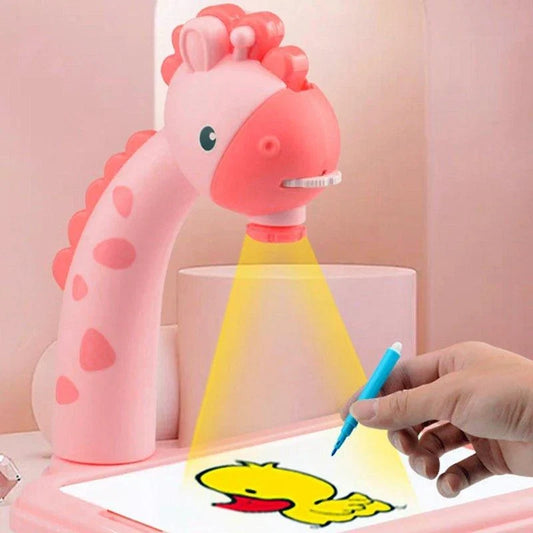 Kids Giraffe Pattern Projection Painting Table - Pink