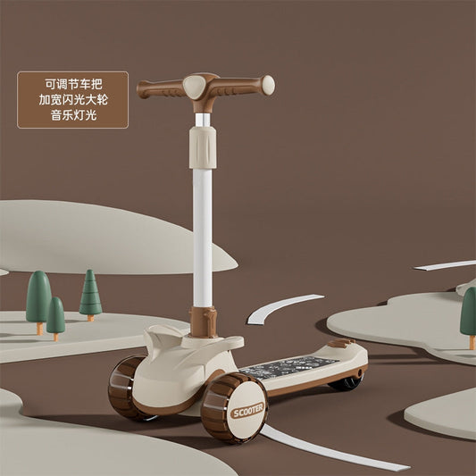 Happy Kids Seat Scooter With Light & Music - Brown