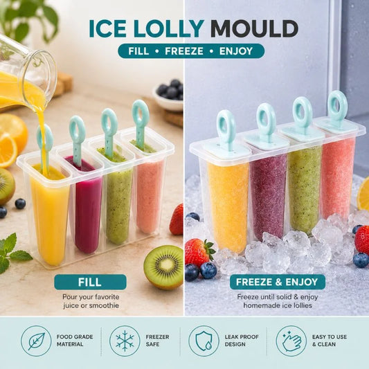 Ice Lolly Mould Set – Homemade Popsicle Maker | Fill, Freeze & Enjoy