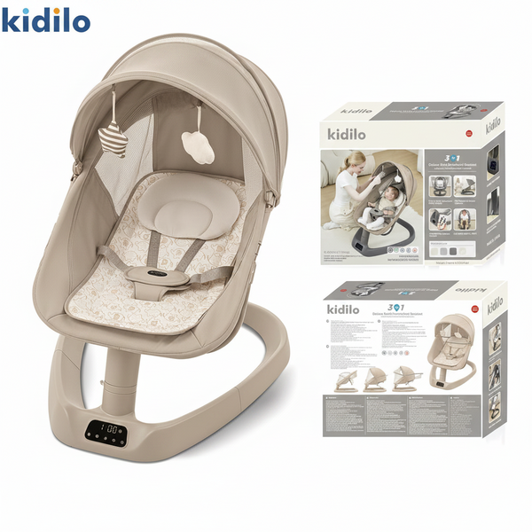 Kidilo 3in1 RC Deluxe Multi-functional Baby Bassinet - Beige