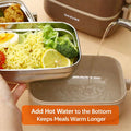 Kids Lunch Box 304 Stainless Steel 2 Layer Leakproof Bento Food Container with Handle