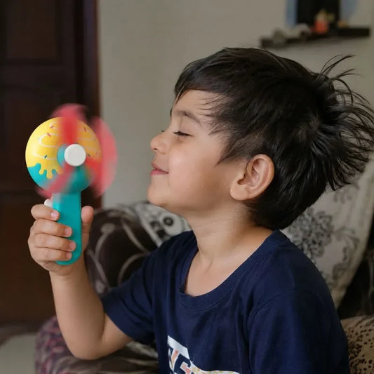 Kids Donut Hand Press Mini Fan Toy – Portable Cooling Fan (Pack of 3)