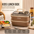 Kids Lunch Box 304 Stainless Steel 2 Layer Leakproof Bento Food Container with Handle