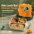 Kids Lunch Box 304 Stainless Steel 3 Compartment Bento Box Dinosaur Cartoon Design