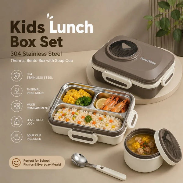 Kids Lunch Box Set 304 Stainless Steel Thermal Bento Box with Soup Cup
