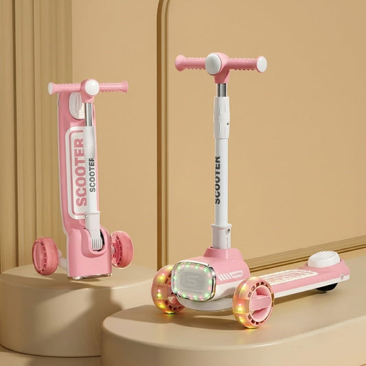 Kids New Force Design Scooter With Light & Music - Pink
