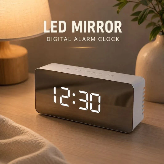 LED Mirror Digital Alarm Clock with Temperature Display