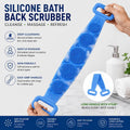 Long Handle Silicone Bath Brush with Strap – Back Scrubber & Body Massager