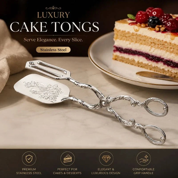 Luxury Cake Tongs – Elegant Stainless Steel Dessert Server