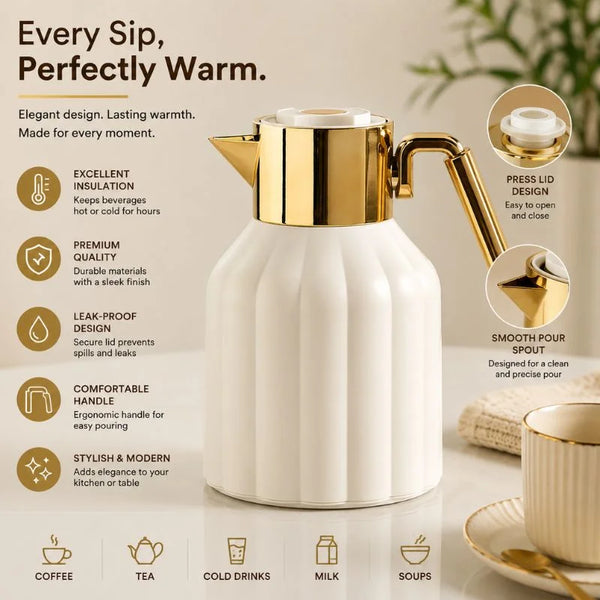 Luxury Vacuum Insulated Coffee & Tea Thermos Jug – 1 Liter