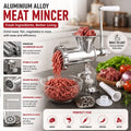 Manual Meat Mincer Grinder - Aluminium Alloy Body, Stainless Steel Blade