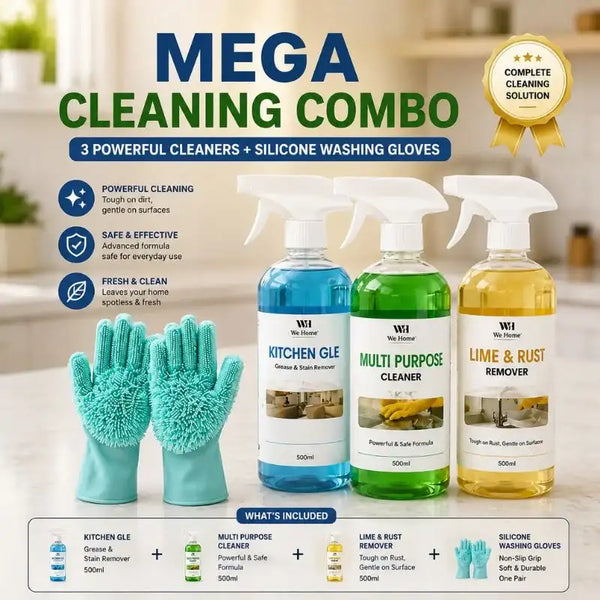 Mega Cleaning Combo – 3 Powerful Cleaners + Silicone Washing Gloves