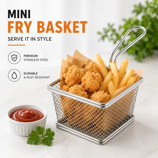 Mini Stainless Steel Fry Basket - Restaurant-Style Snack Serving Basket
