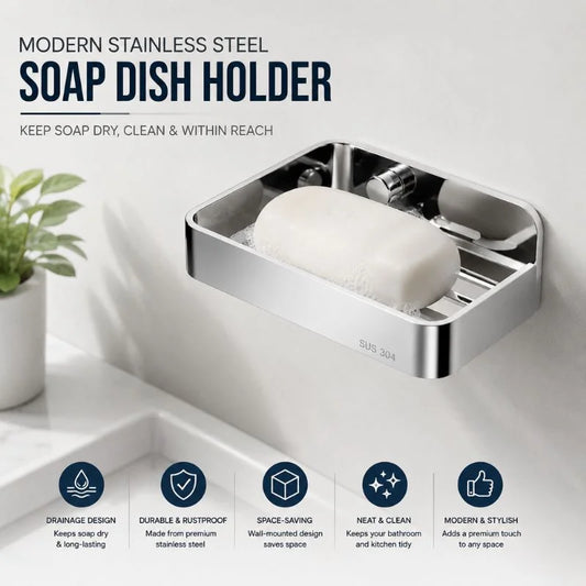 Modern Stainless Steel Wall-Mounted Soap Dish Holder