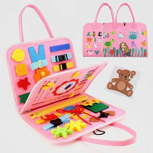 Montessori Kids Multi-functional Activity Busy Book - Pink