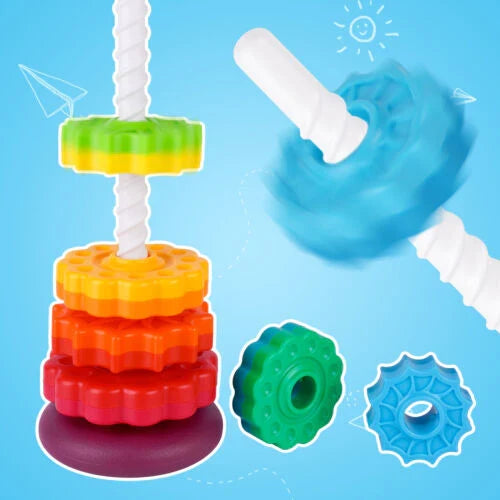 Montessori Rainbow Spin Stacking Tower