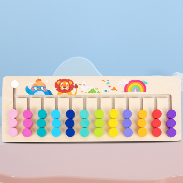 Montessori Wooden 12 Color Slide Puzzle Board