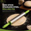 Non-Stick Stainless Steel Rolling Pin with Plastic Handles