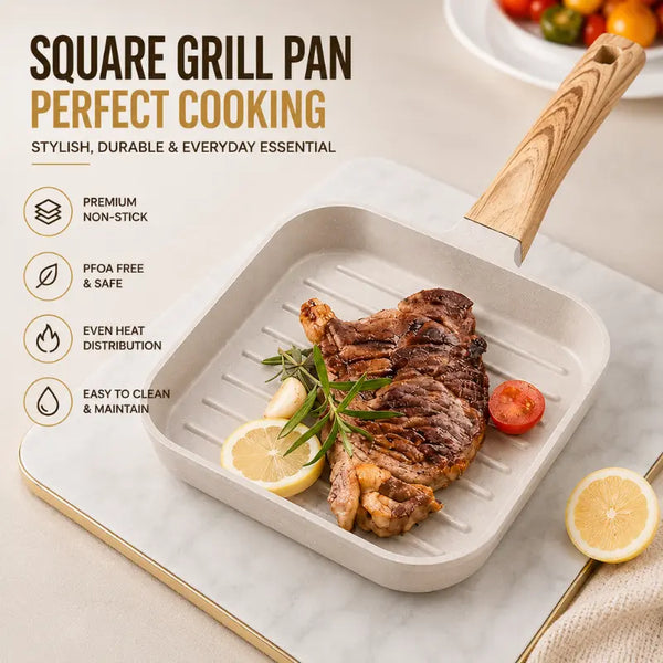 Non Stick Grill Frying Pan for Steak Breakfast & Everyday Cooking