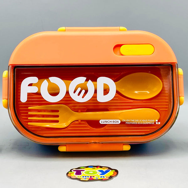 Stainless Steel School Lunch Box With Spoon - Orange
