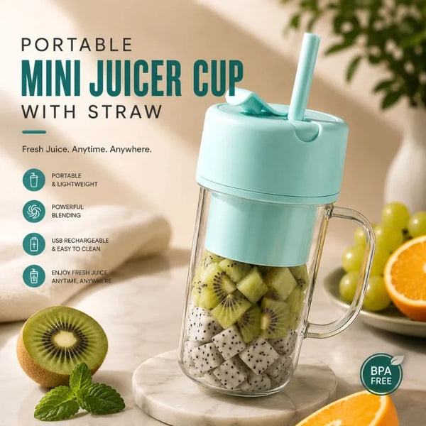 Portable Electric Mini Juicer Cup with Straw