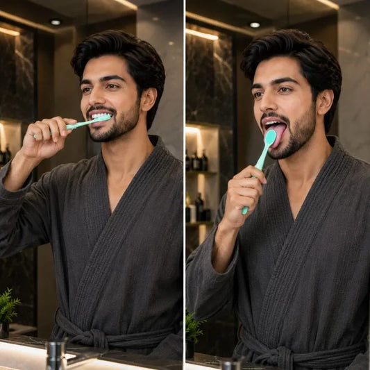 Toothbrush with Tongue Scraper – Dual-Action Tooth & Tongue Cleaner