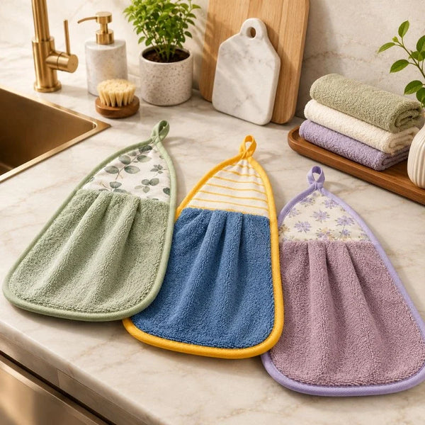 Premium Hanging Microfiber Kitchen Cleaning Towels (Pack of 3) – Ultra Absorbent Quick-Dry Hand & Dish Towels - Large